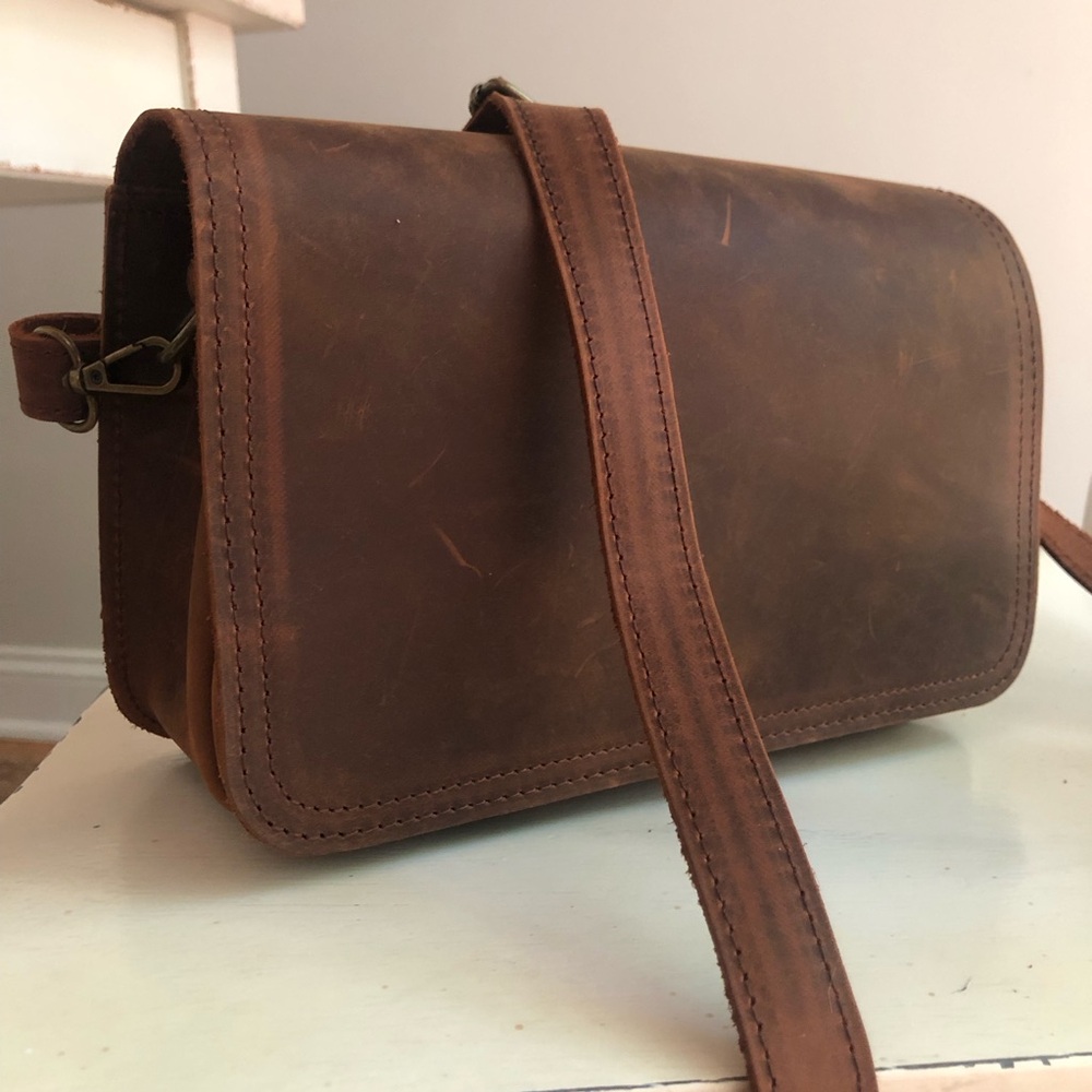 Anthropologie Brown Leather Crossbody Bag - Picture 3 of 12
